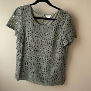 J Crew olive green lace blouse